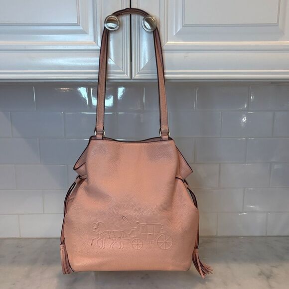 Coach Bag Purse Handbag Leather Andy Pebbled Embossed Drawstring Tote Shoulder - Picture 2 of 16